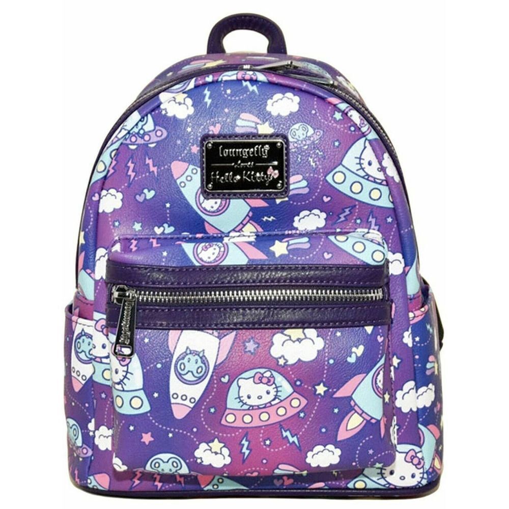 Loungefly x Hello Kitty  Pink Purple UFO Spaceship AOP Mini Backpack